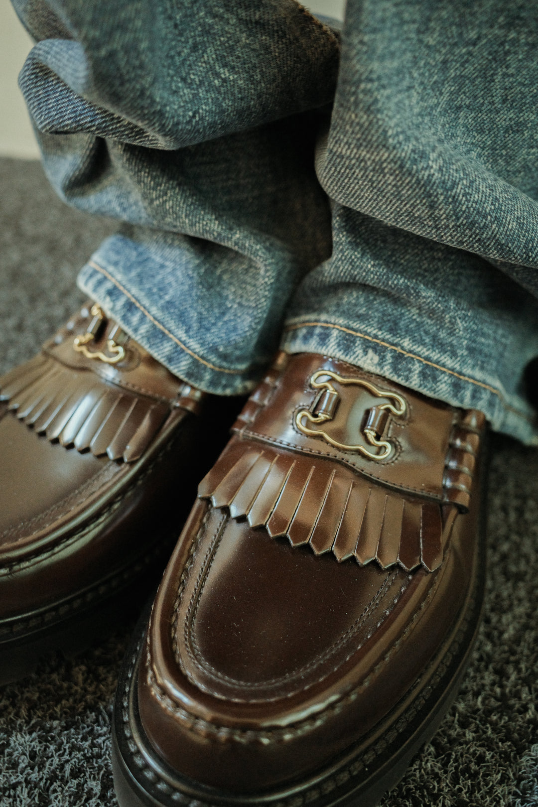 Mocassins CELINE Margaret Shadow Triomphe Marron