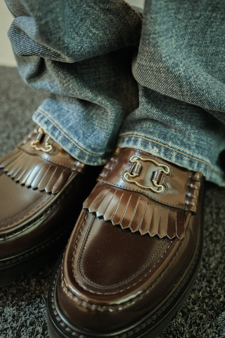 Mocassins CELINE Margaret Shadow Triomphe Marron