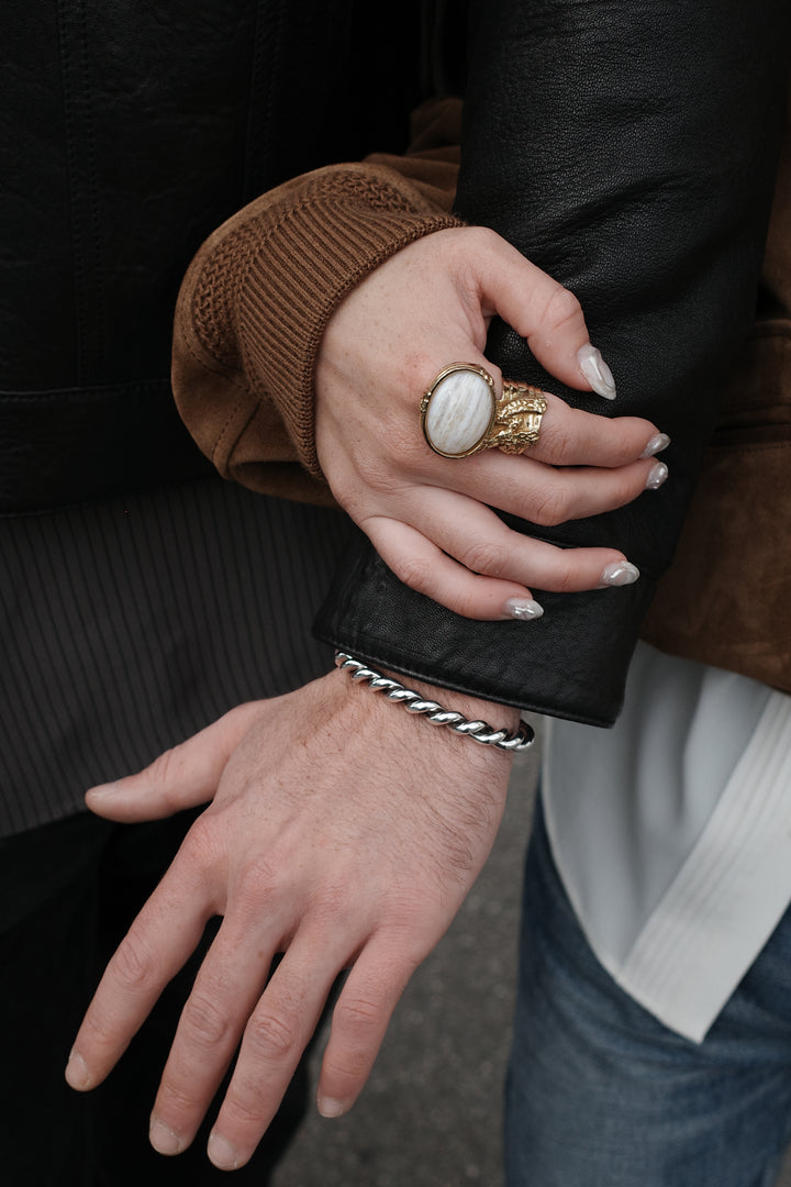 YSL Arty Ring White Stone Gold