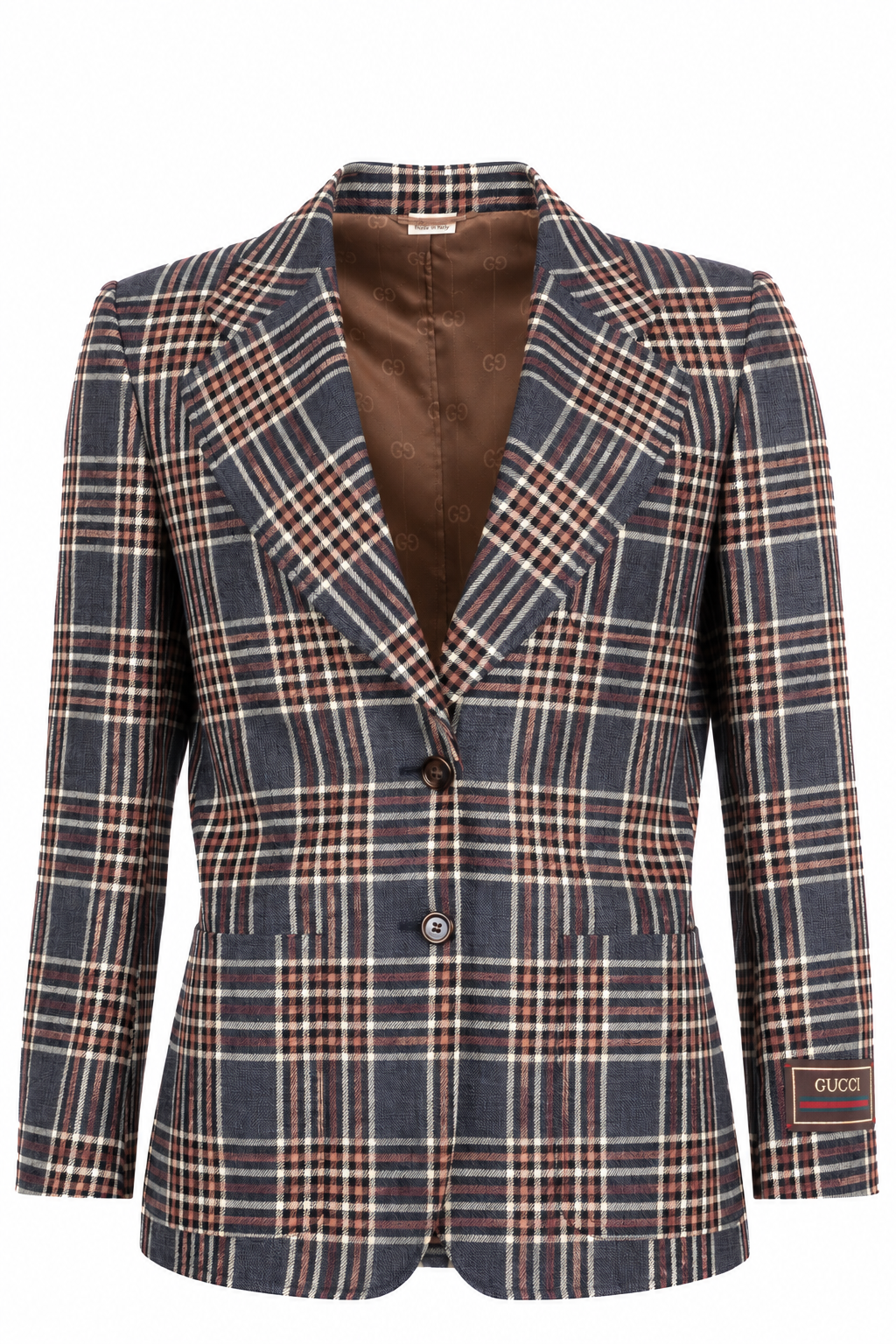 GUCCI Veste blazer à carreaux 2022 en lin violet