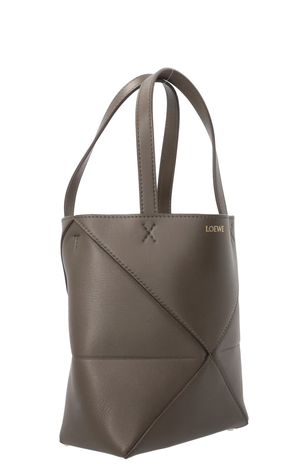 LOEWE Puzzle Fold Bucket Bag in Khaki Leather