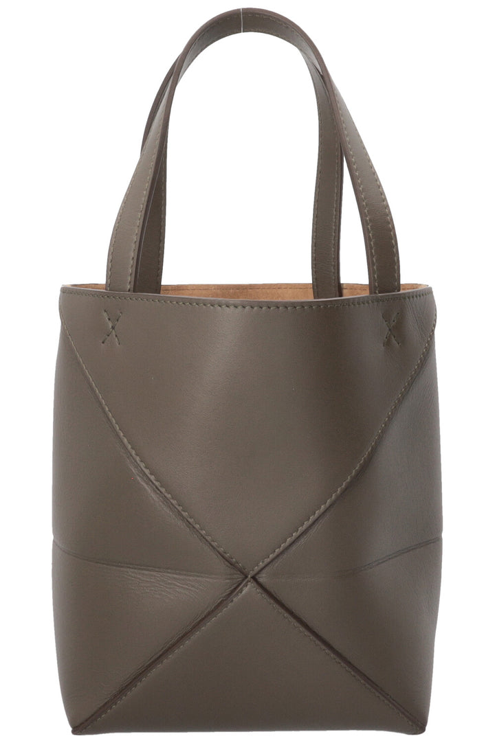 LOEWE Puzzle Fold Bucket Bag in Khaki Leather