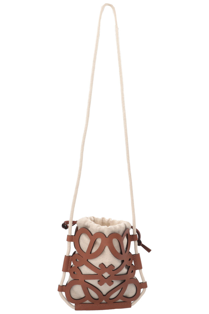LOEWE Ibiza Cutout Anagram Bag Canvas Leather Brown