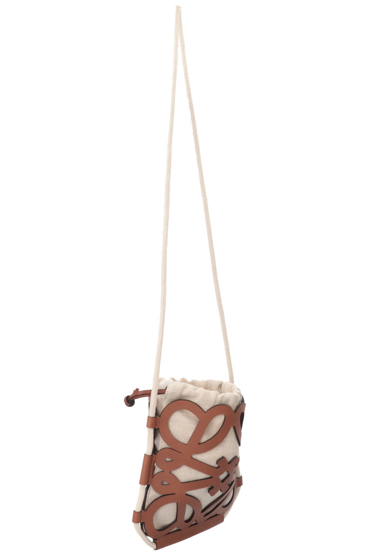 LOEWE Ibiza Cutout Anagram Bag Canvas Leather Brown