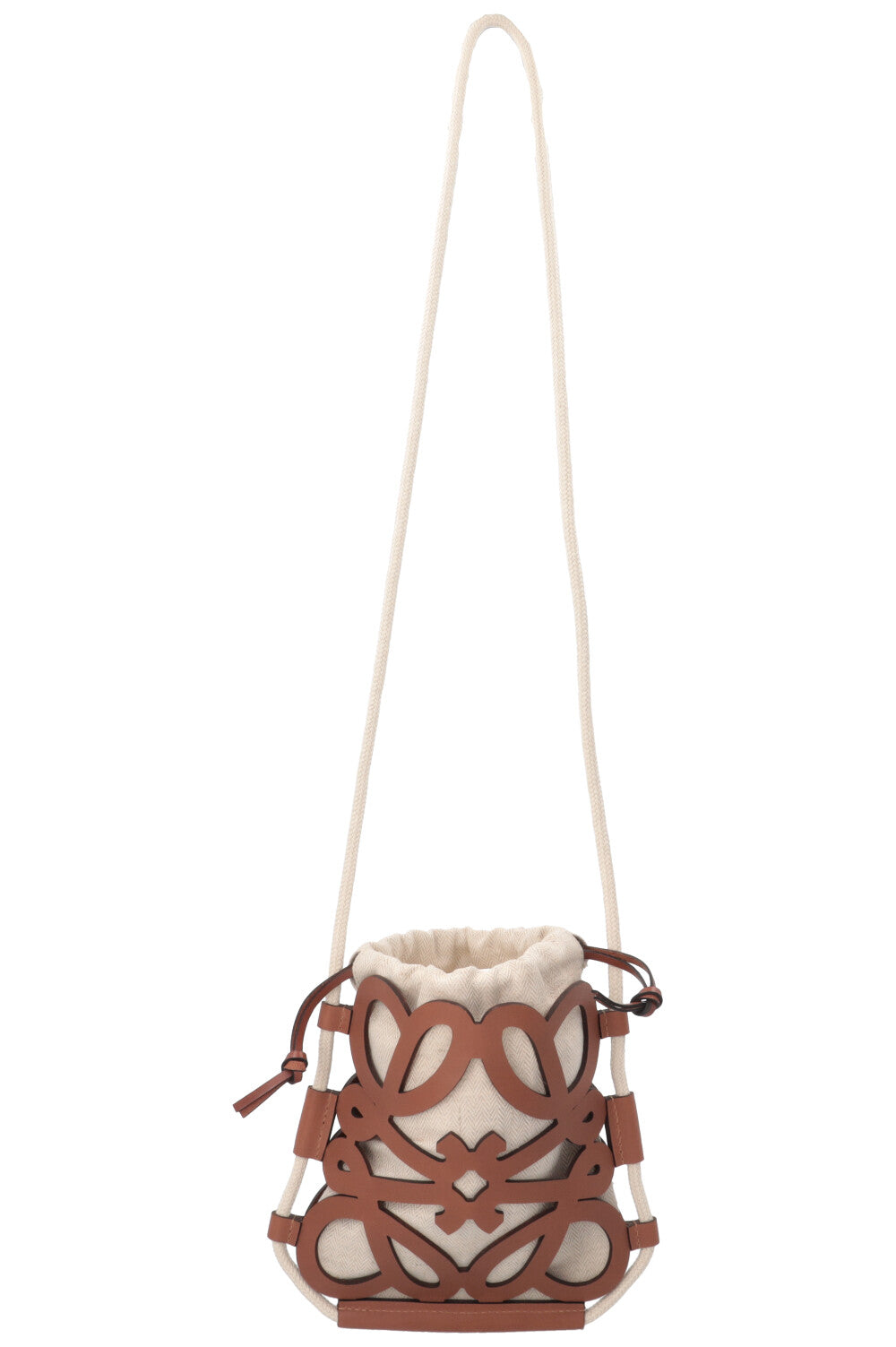 LOEWE Ibiza Cutout Anagram Bag Canvas Leather Brown