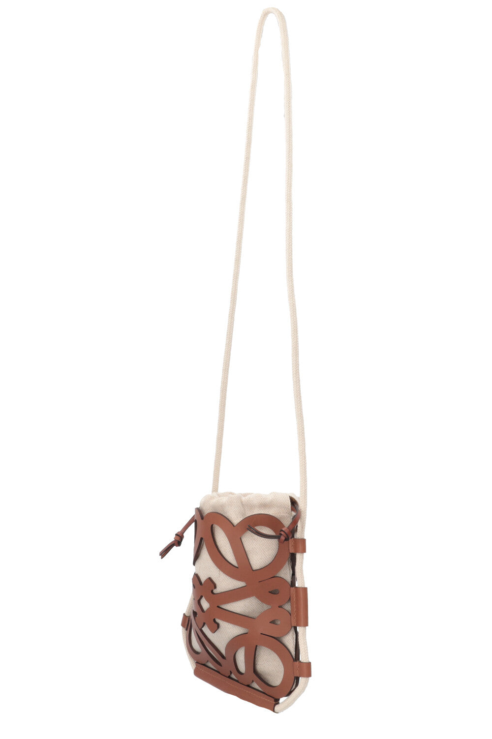 LOEWE Ibiza Cutout Anagram Bag Canvas Leather Brown