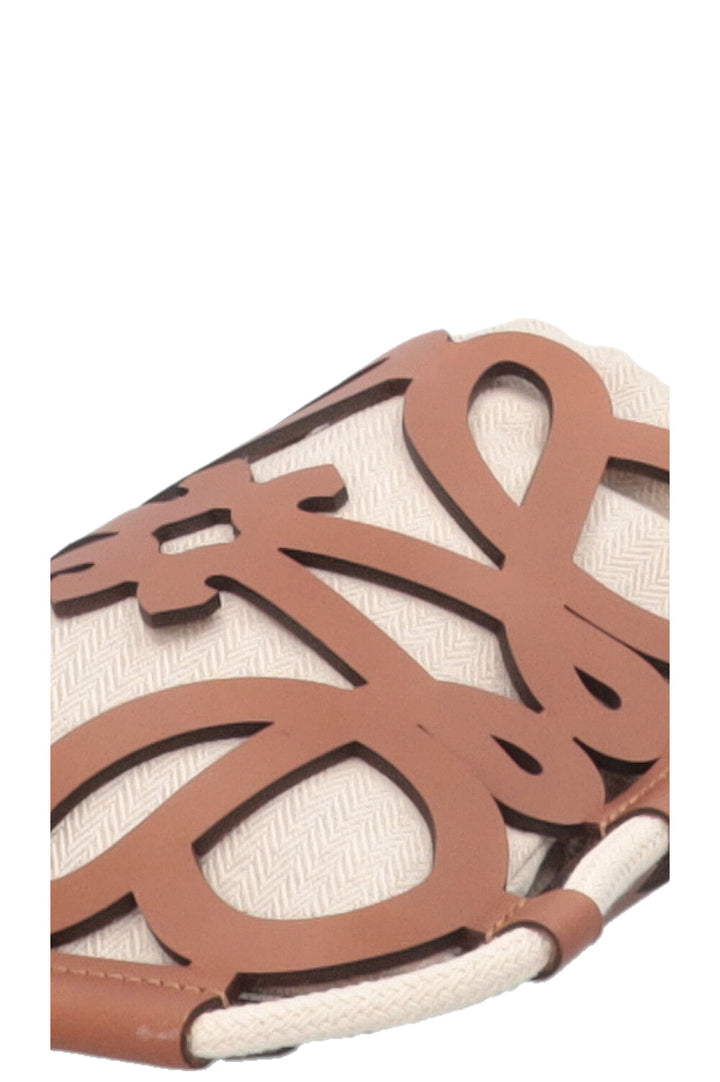 LOEWE Ibiza Cutout Anagram Bag Canvas Leather Brown