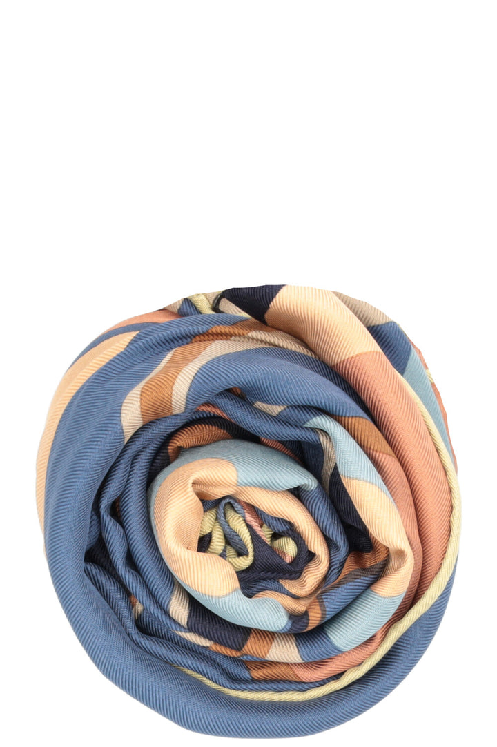 Foulard LORO PIANA Circle Print 90 en soie marron