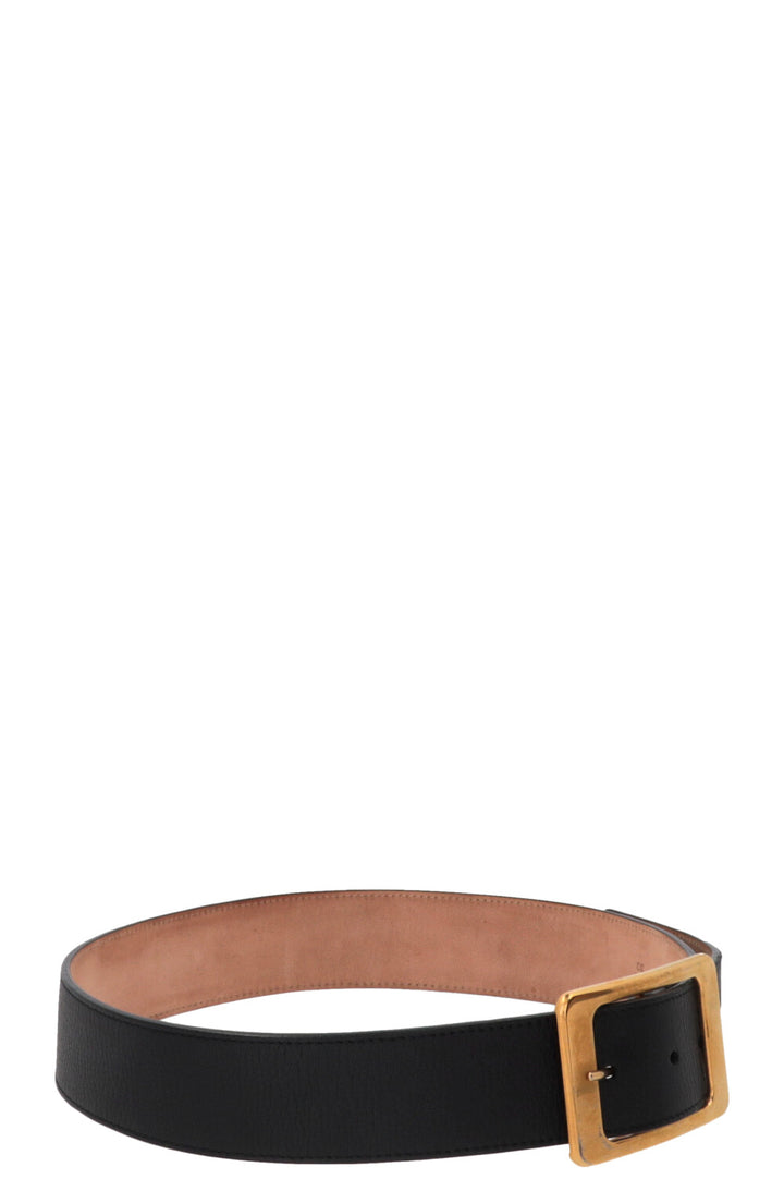 Ceinture LORO PIANA à boucle dorée en cuir bleu marine