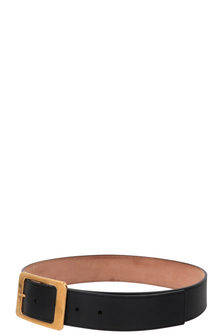 Ceinture LORO PIANA à boucle dorée en cuir bleu marine