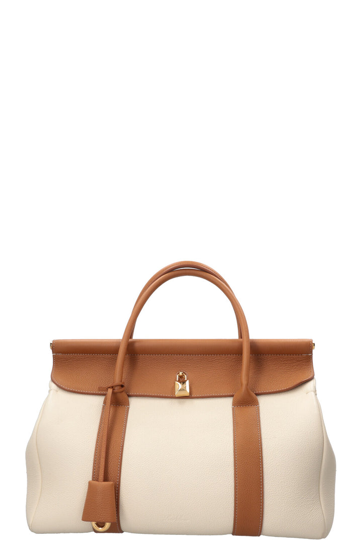 LORO PIANA L32 Loom Bag Calfskin Camel Ivory
