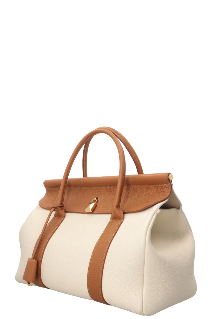 LORO PIANA L32 Loom Bag Calfskin Camel Ivory