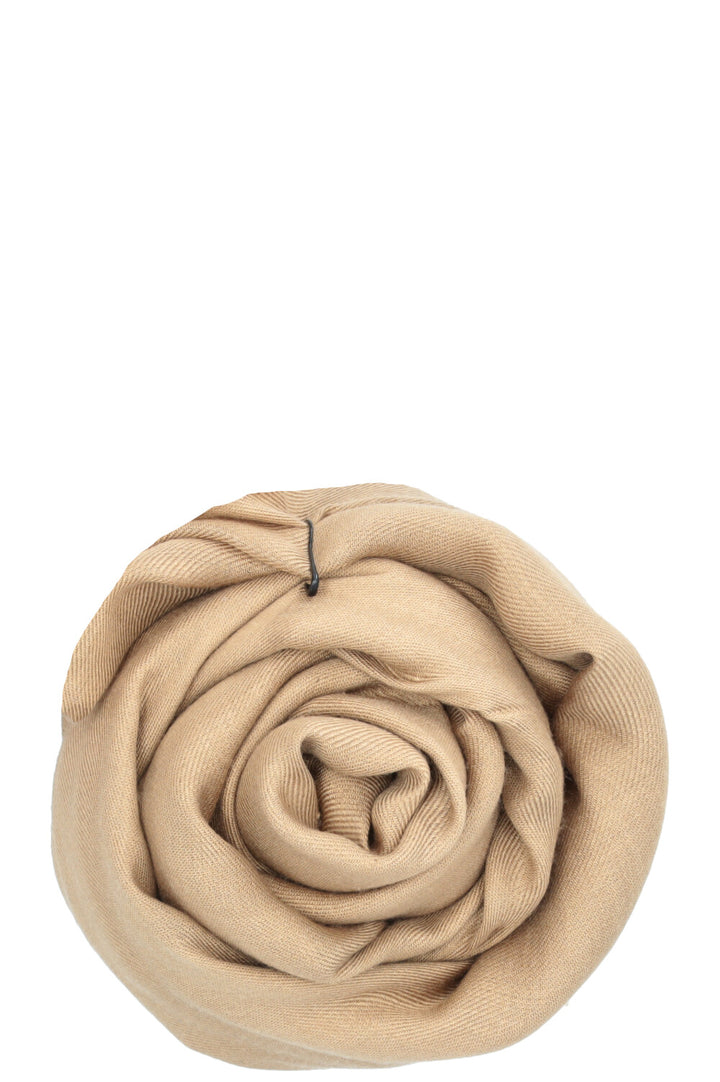 LORO PIANA Logo Embroidered Scarf Brown