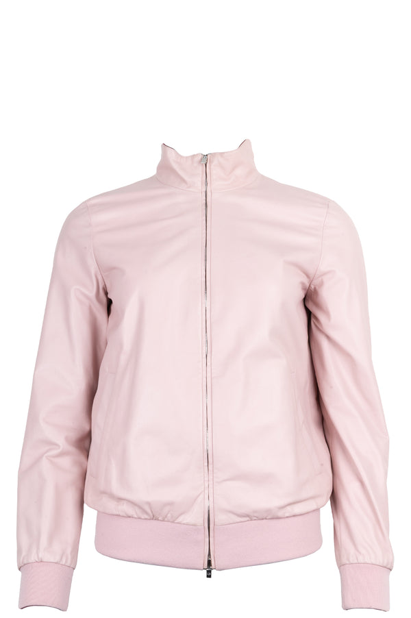 LORO PIANA Reversible Bomber Jacket Leather Rosa Purple