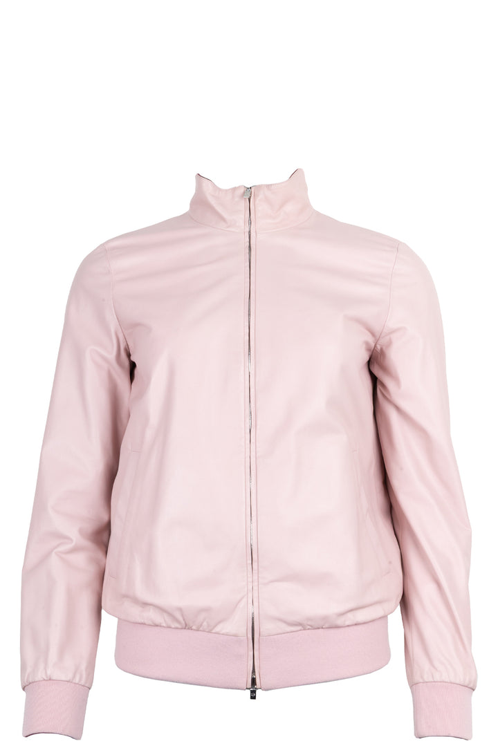 LORO PIANA Reversible Bomber Jacket Leather Rosa Purple