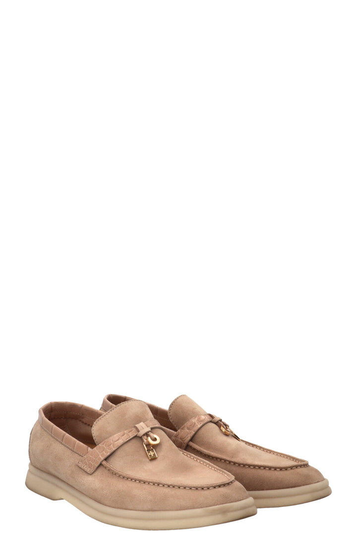 LORO PIANA Summer Charms Walk Loafer Suede Beige
