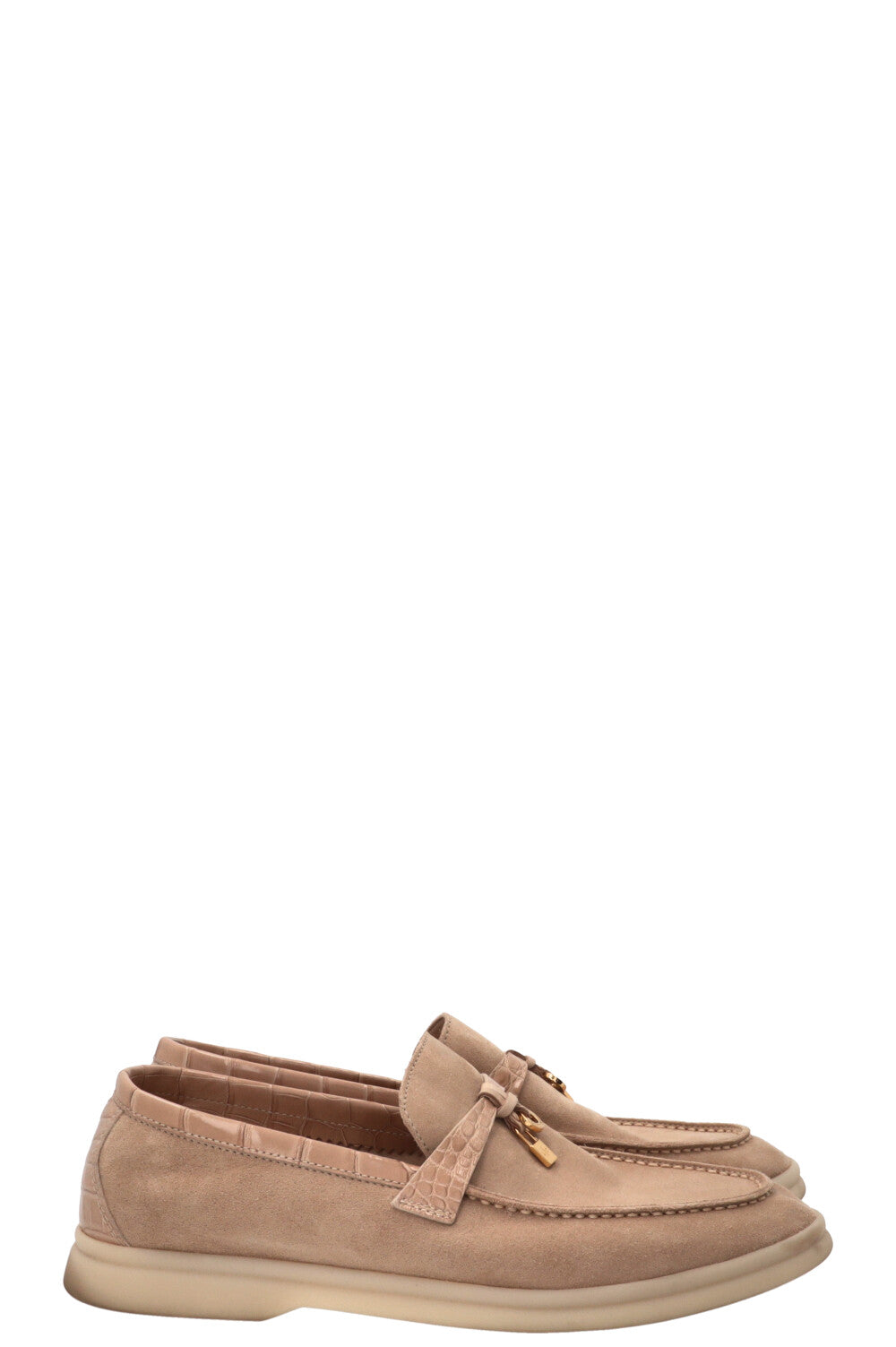 LORO PIANA Summer Charms Walk Loafer Suede Beige