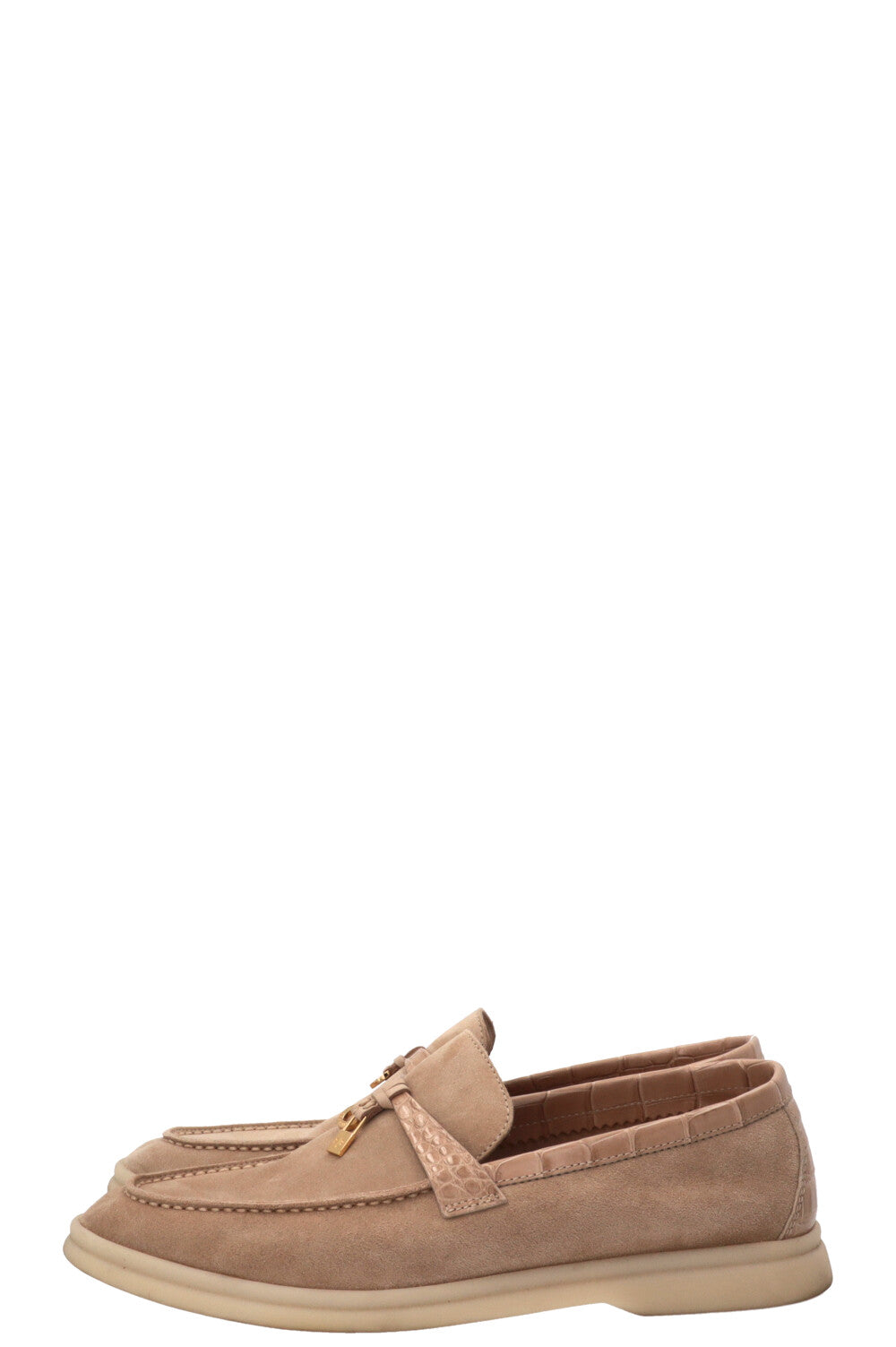 LORO PIANA Summer Charms Walk Loafer Suede Beige