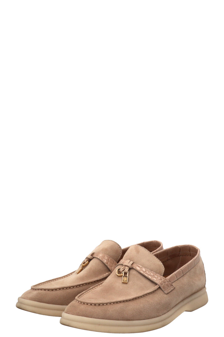 LORO PIANA Summer Charms Walk Loafer Suede Beige