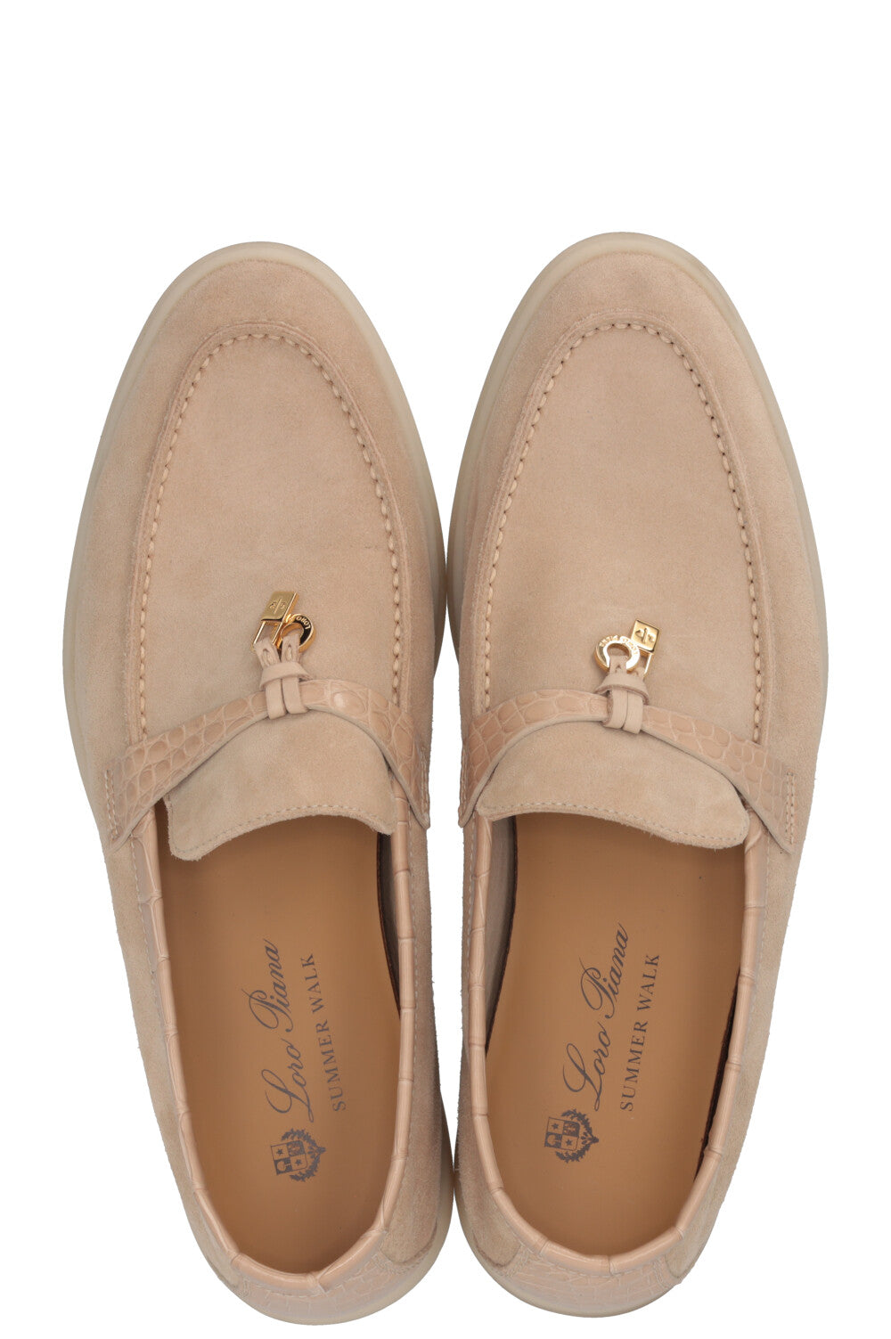 LORO PIANA Summer Charms Walk Loafer Suede Beige