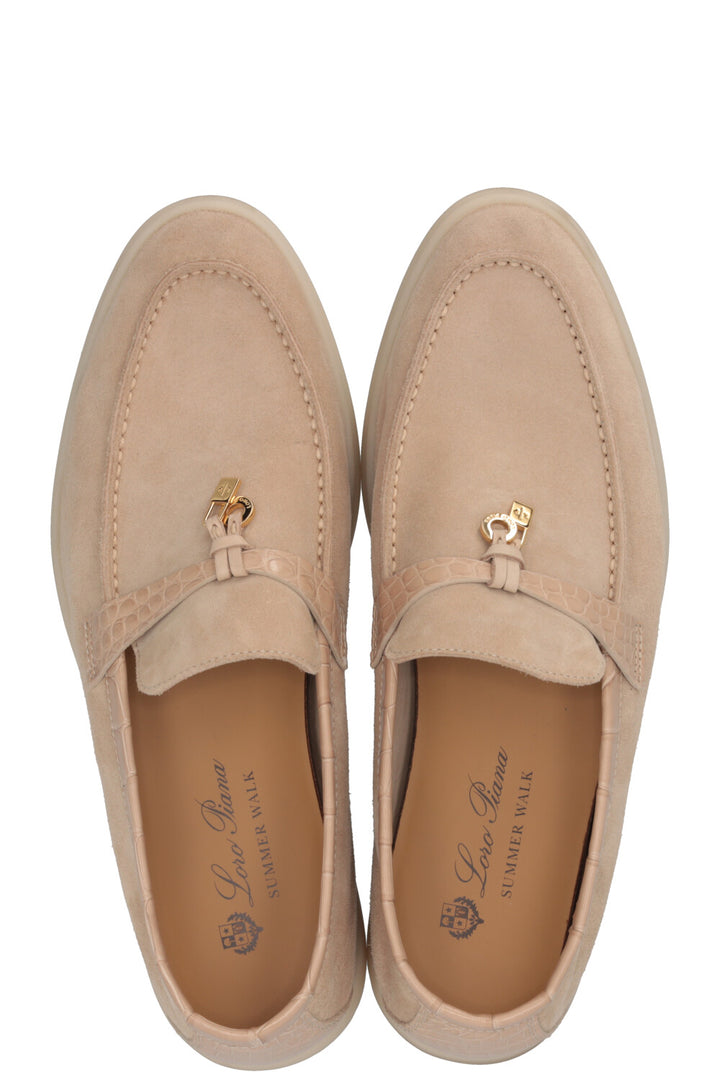 LORO PIANA Summer Charms Walk Loafer Suede Beige