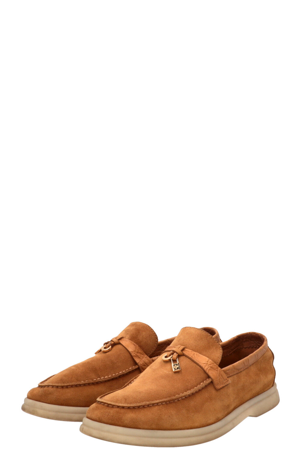 LORO PIANA Summer Charms Walk Daim Crocodile Moutarde