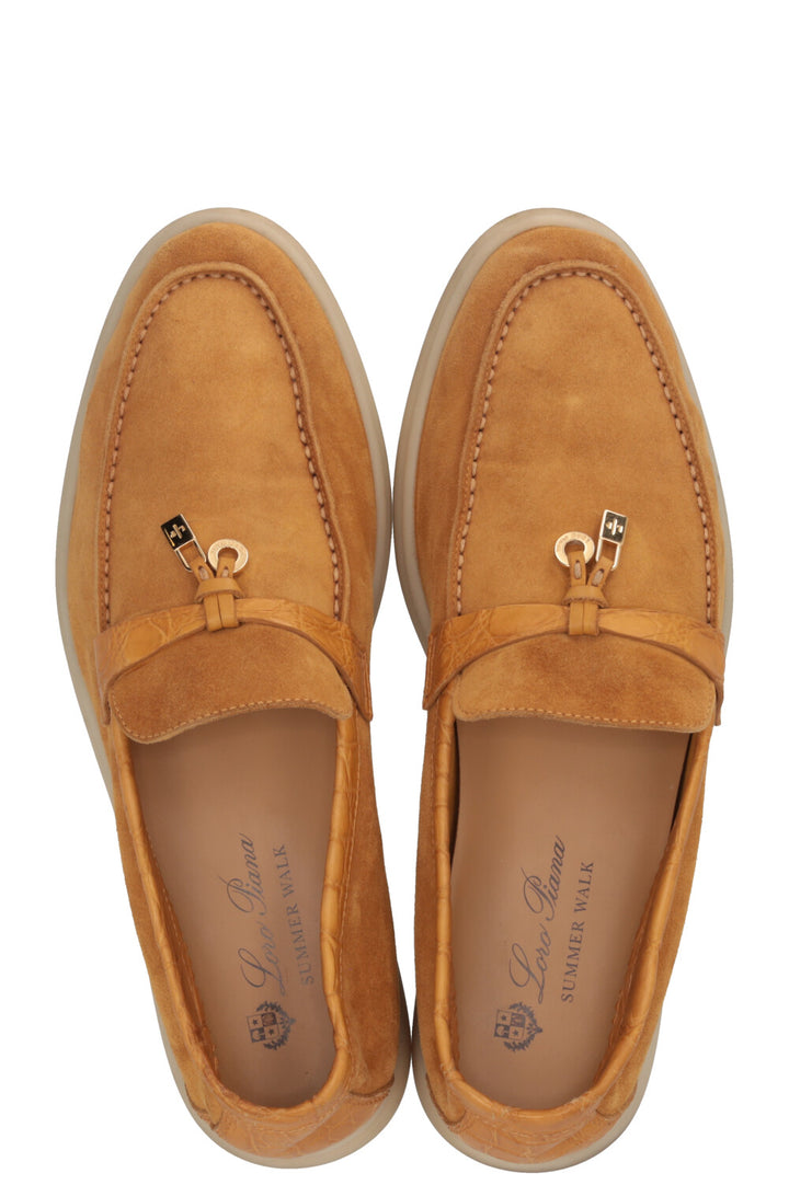 LORO PIANA Summer Charms Walk Daim Crocodile Moutarde