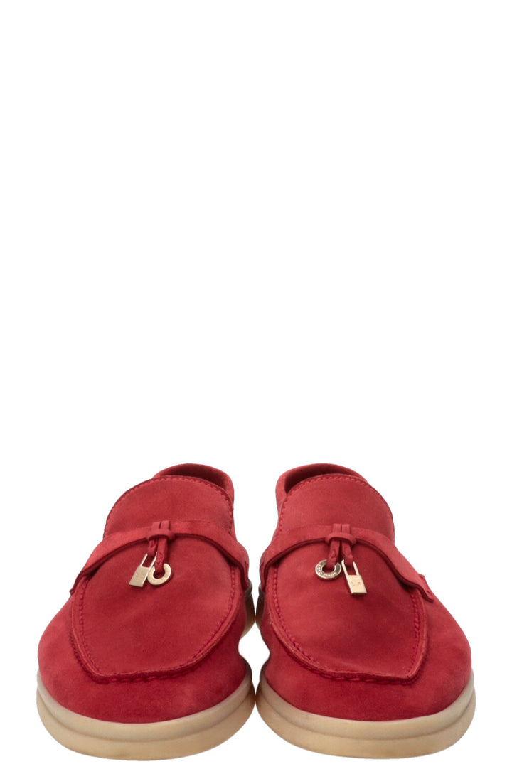 LORO PIANA Summer Walk Loafers Suede Red