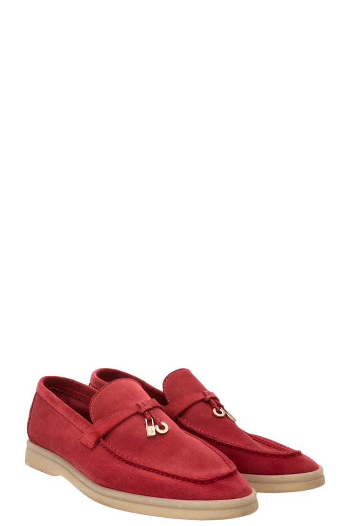 LORO PIANA Summer Walk Loafers Suede Red
