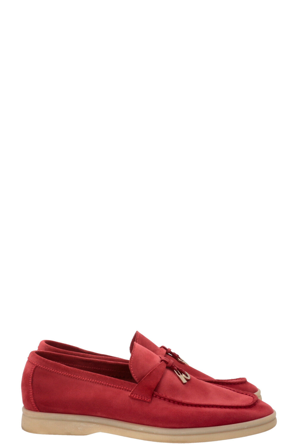LORO PIANA Summer Walk Loafers Suede Red