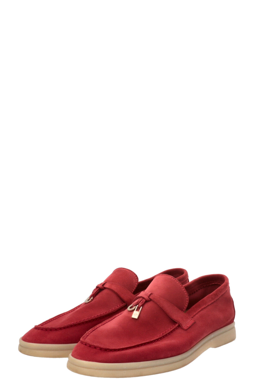 LORO PIANA Summer Walk Loafers Suede Red