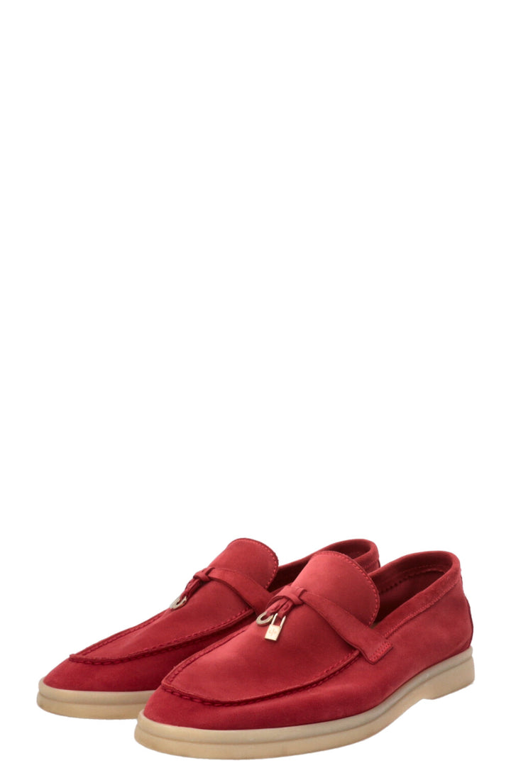 LORO PIANA Summer Walk Loafers Suede Red