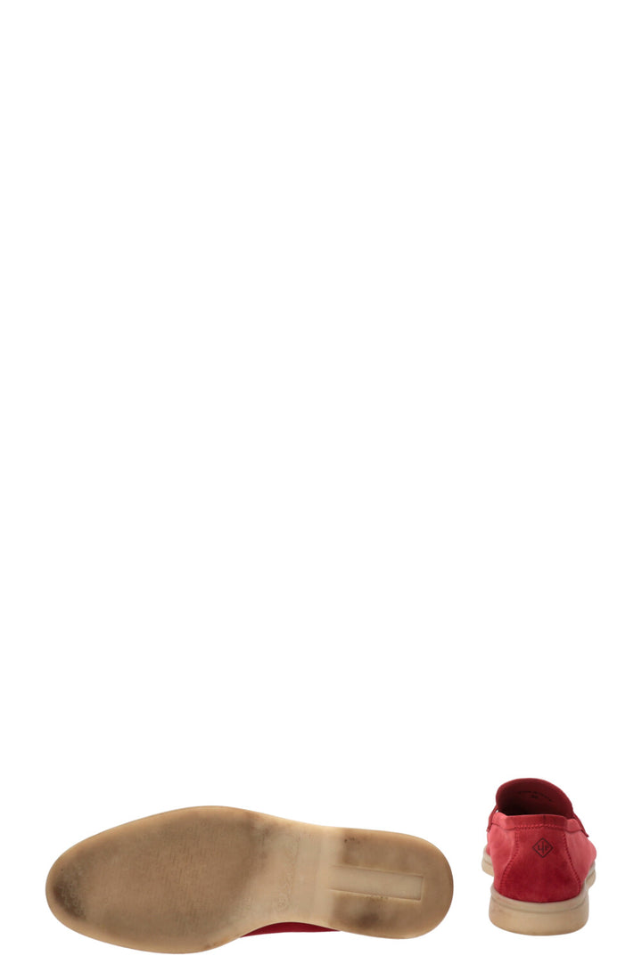 LORO PIANA Summer Walk Loafers Suede Red