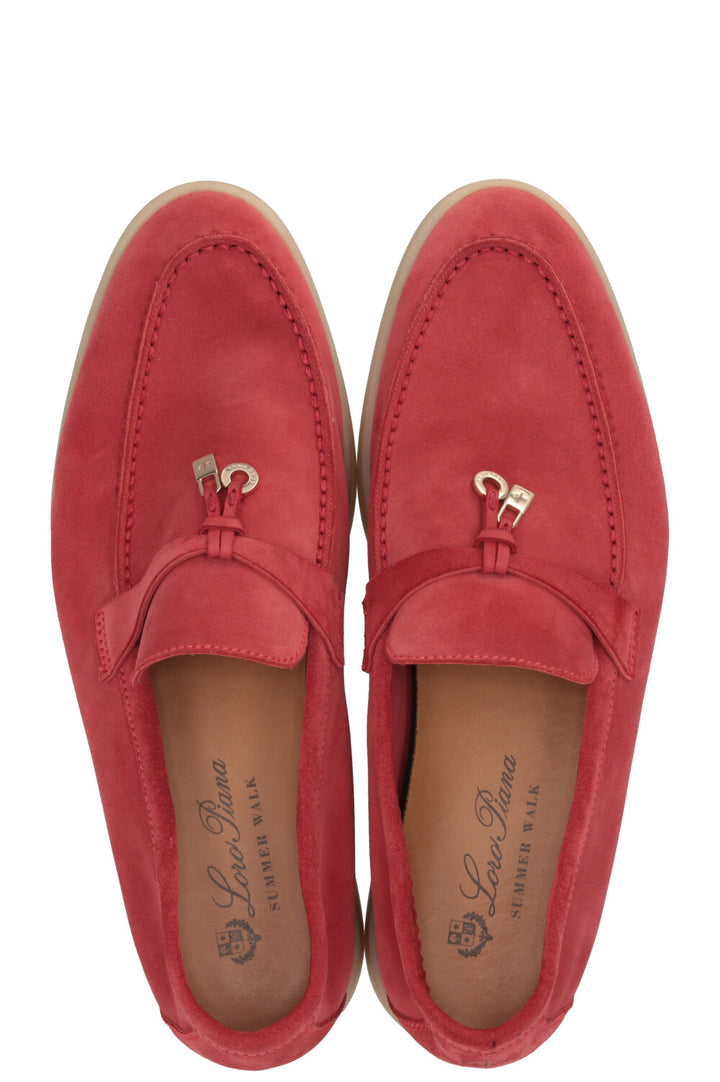 LORO PIANA Summer Walk Loafers Suede Red
