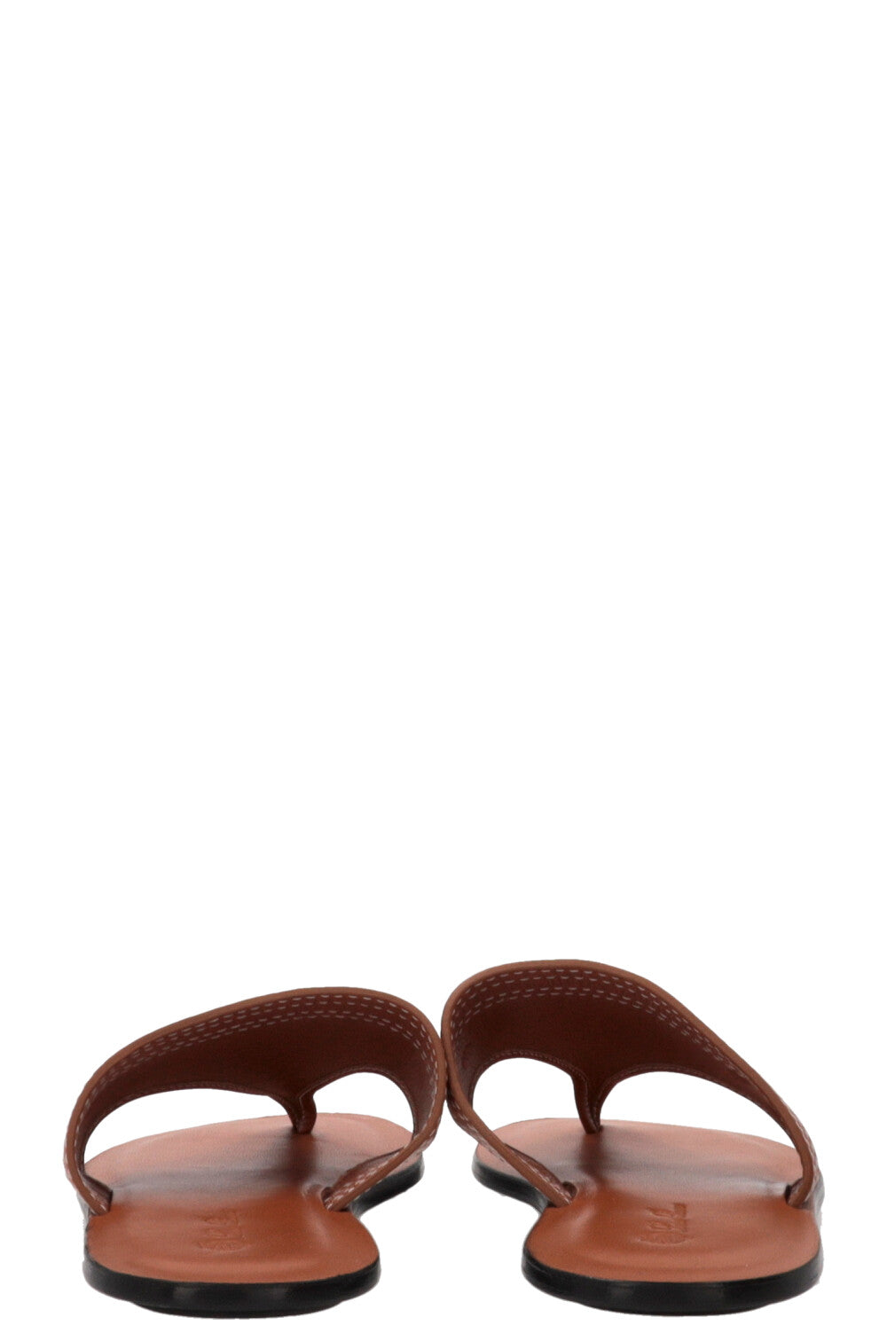 LORO PIANA Tongs toile cuir marron
