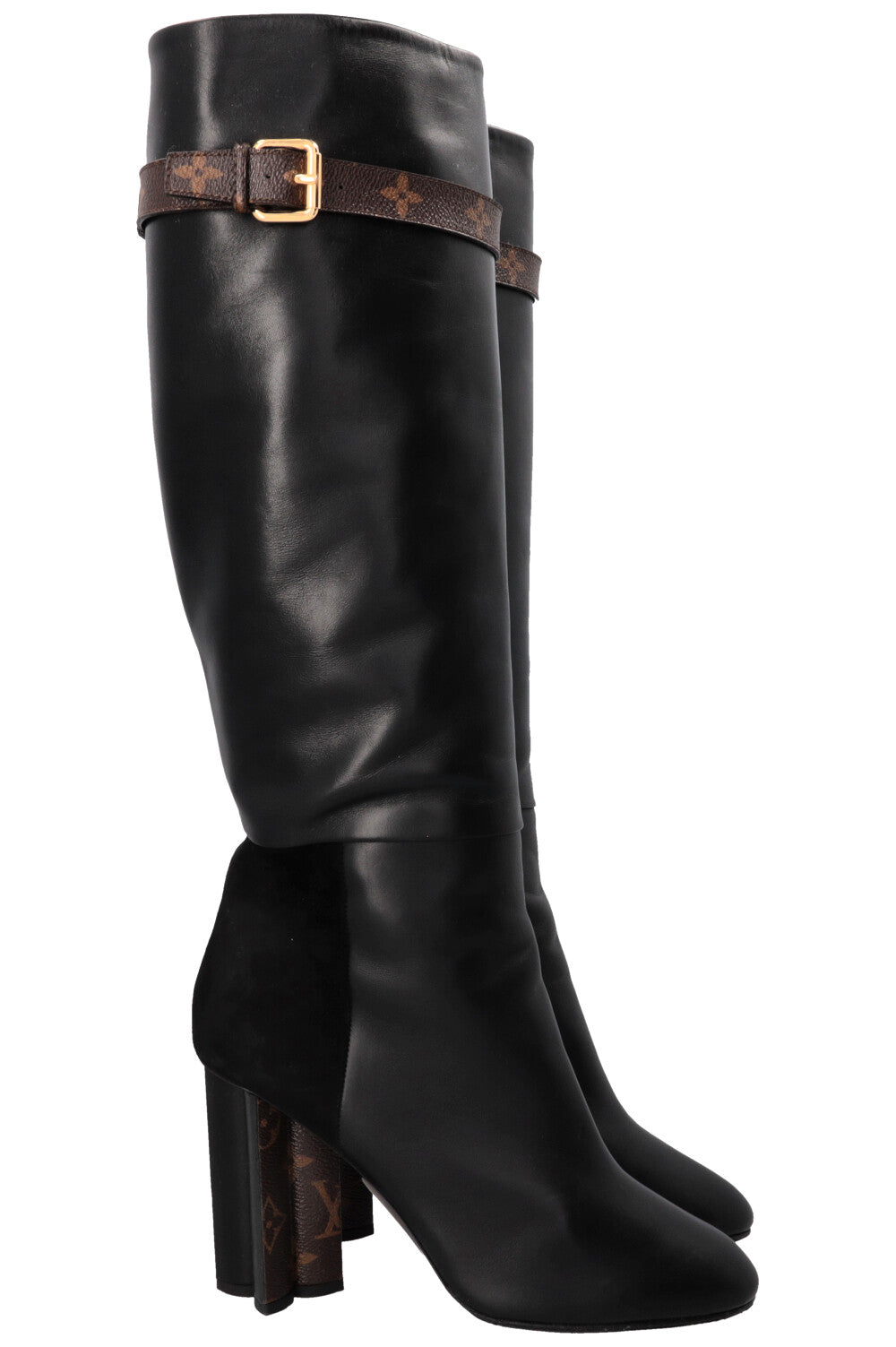 LOUIS VUITTON Boots MNG Detail Leather Black