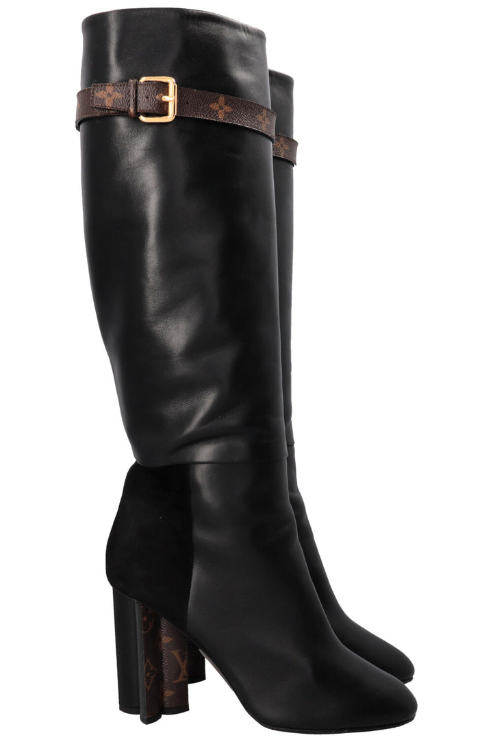 LOUIS VUITTON Boots MNG Detail Leather Black