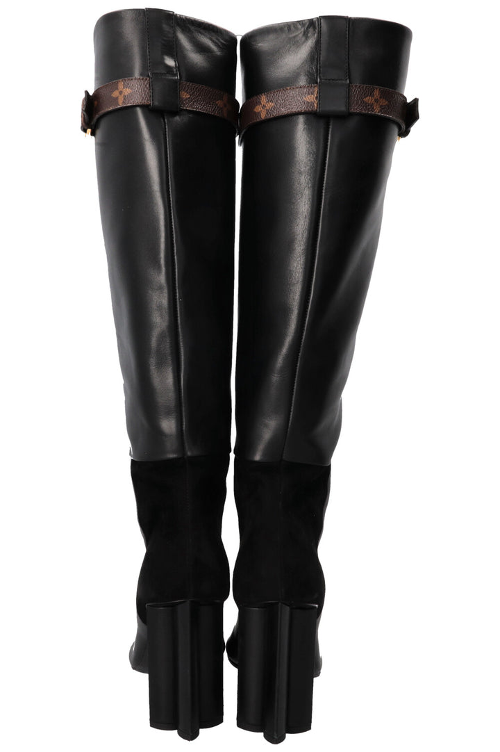 LOUIS VUITTON Boots MNG Detail Leather Black