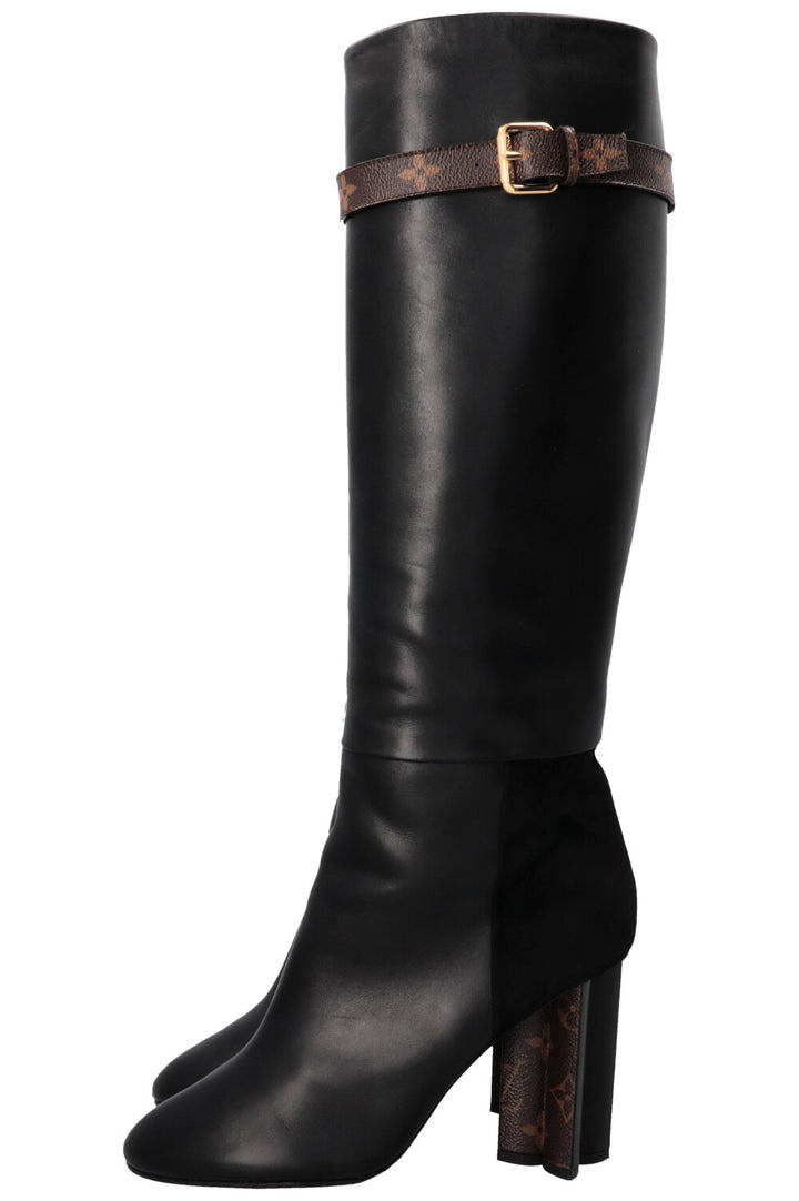 LOUIS VUITTON Boots MNG Detail Leather Black