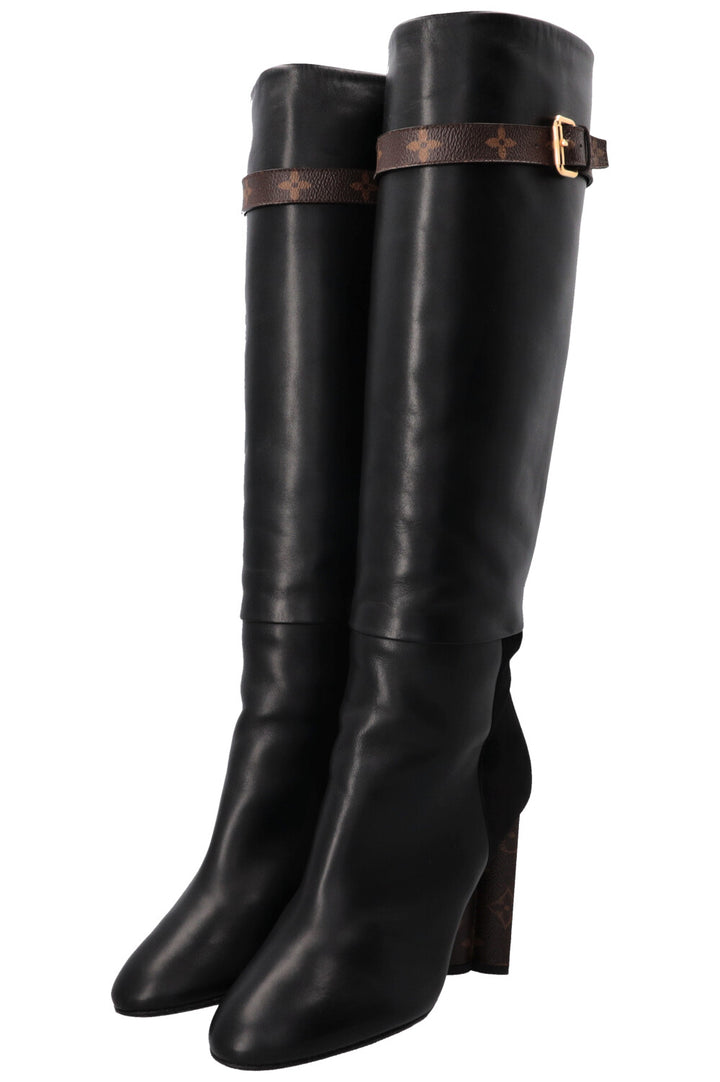 LOUIS VUITTON Boots MNG Detail Leather Black