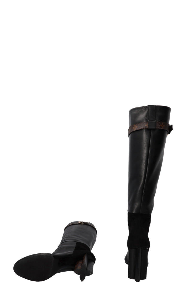 LOUIS VUITTON Boots MNG Detail Leather Black