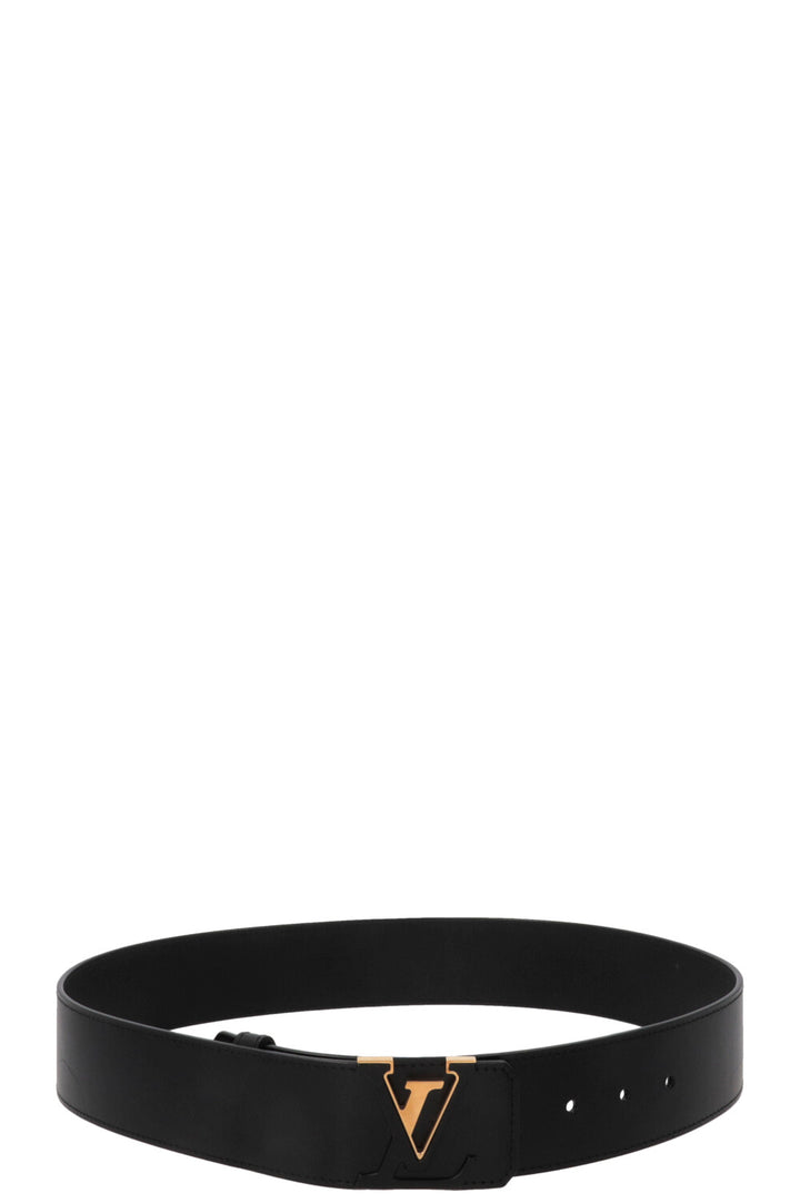 LOUIS VUITTON Capucine Initials LV Belt Leather Black