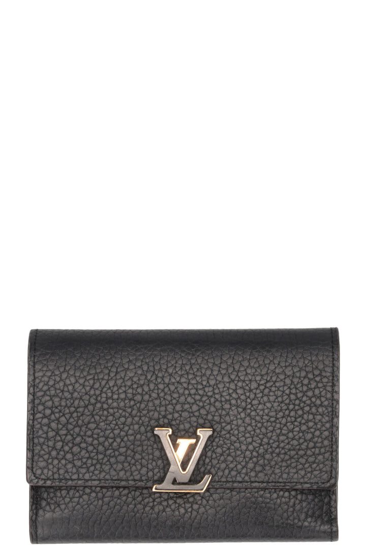 Portefeuille compact Capucines LOUIS VUITTON en cuir noir