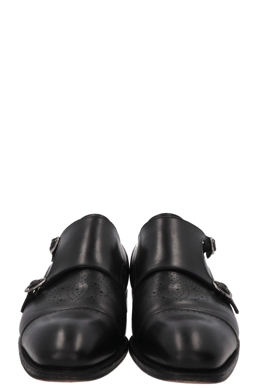 LOUIS VUITTON Double Monk Strap Shoes Leather Black