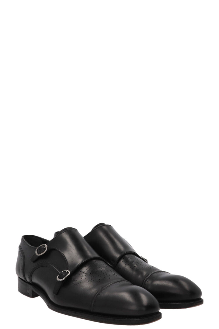 LOUIS VUITTON Double Monk Strap Shoes Leather Black