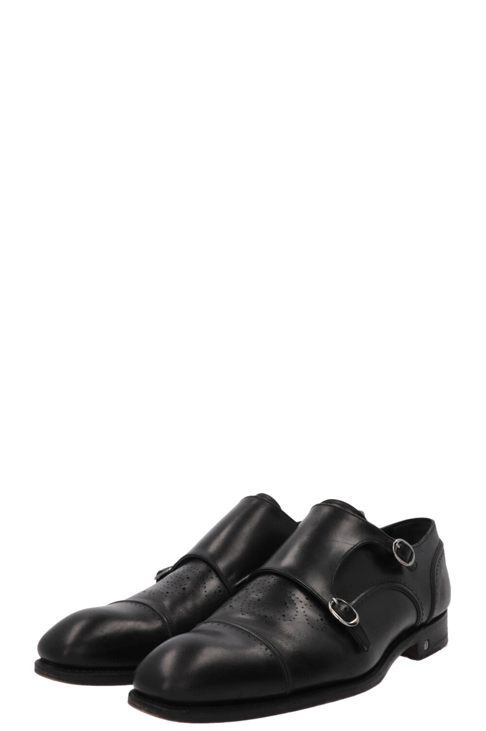 LOUIS VUITTON Double Monk Strap Shoes Leather Black