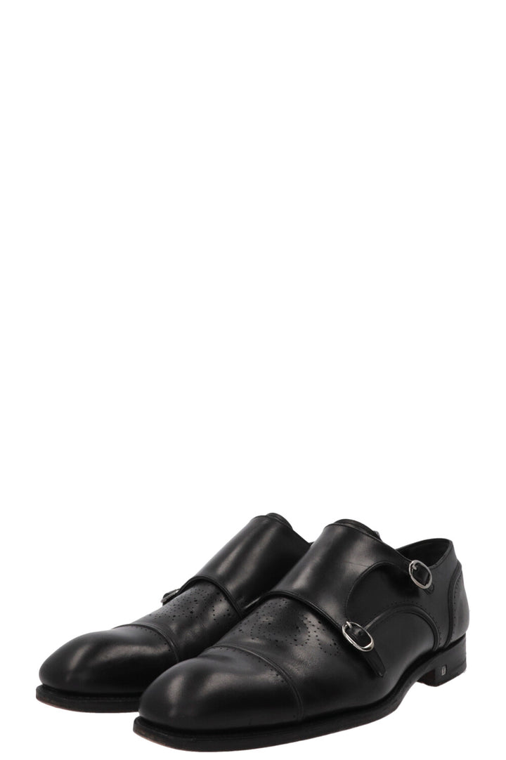 LOUIS VUITTON Double Monk Strap Shoes Leather Black