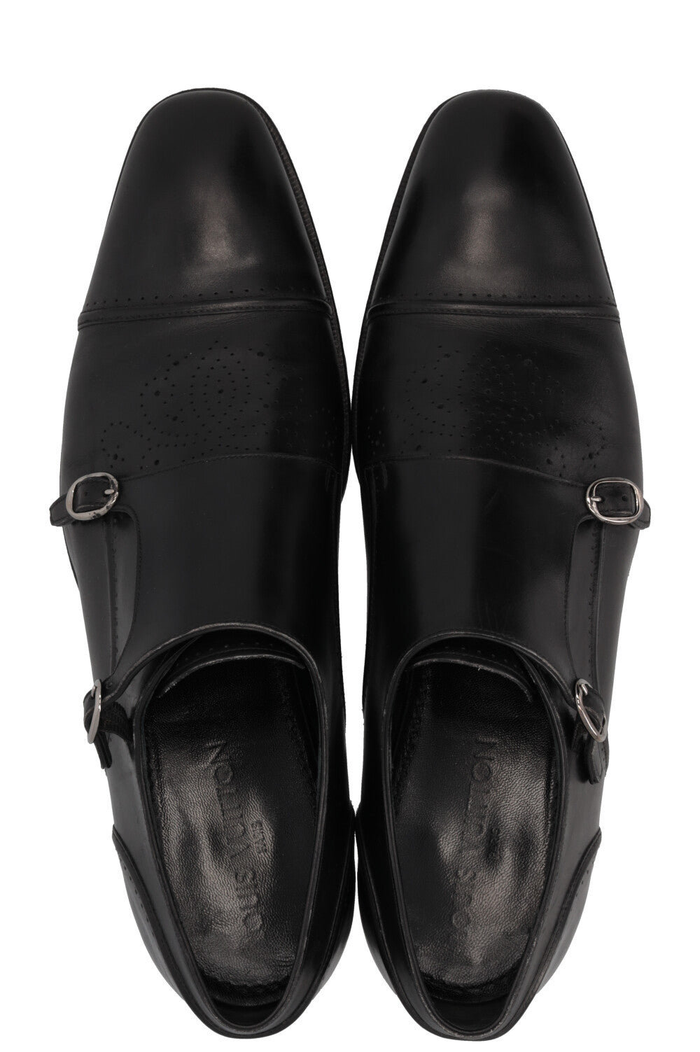 LOUIS VUITTON Double Monk Strap Shoes Leather Black