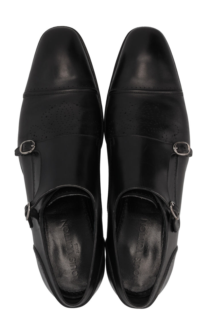 LOUIS VUITTON Double Monk Strap Shoes Leather Black
