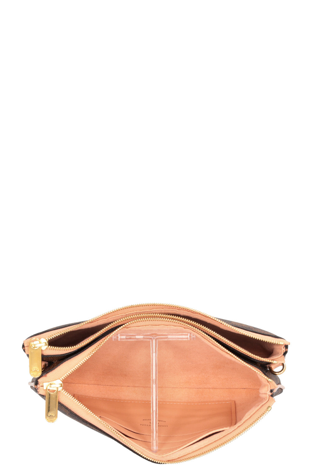LOUIS VUITTON Double Zip Pochette Canvas Damier Ebene Pink